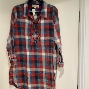 Vintage Havana Plaid Lace Up Dress